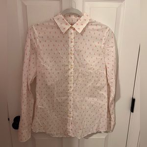 NWT JCrew Womens Pink-Red Anchor Pattern Button Down Size M